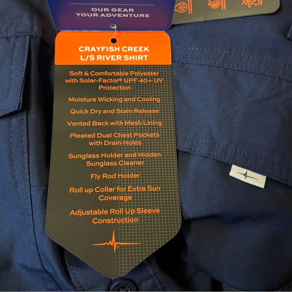 Habit Crayfish Creek L/S River Shirt. Size small. UV protection fishing shirt - Picture 10 of 10